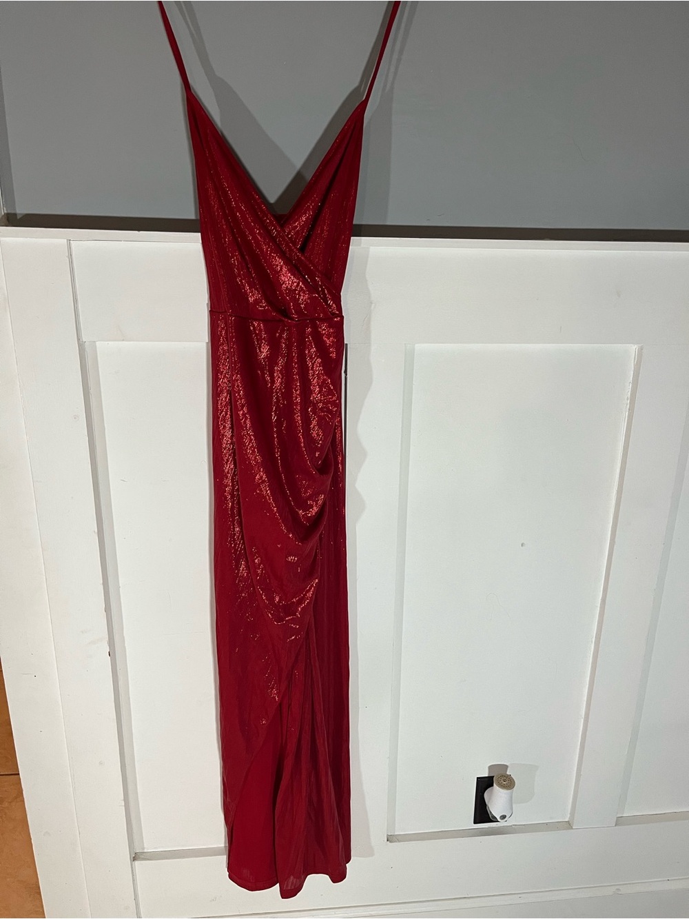 SHEIN Red Shimmer Cowl Slip Dress